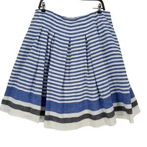 Talbots Nautical Skirt Womens Size 12 Blue White Striped Yacht Beach Prep Linen